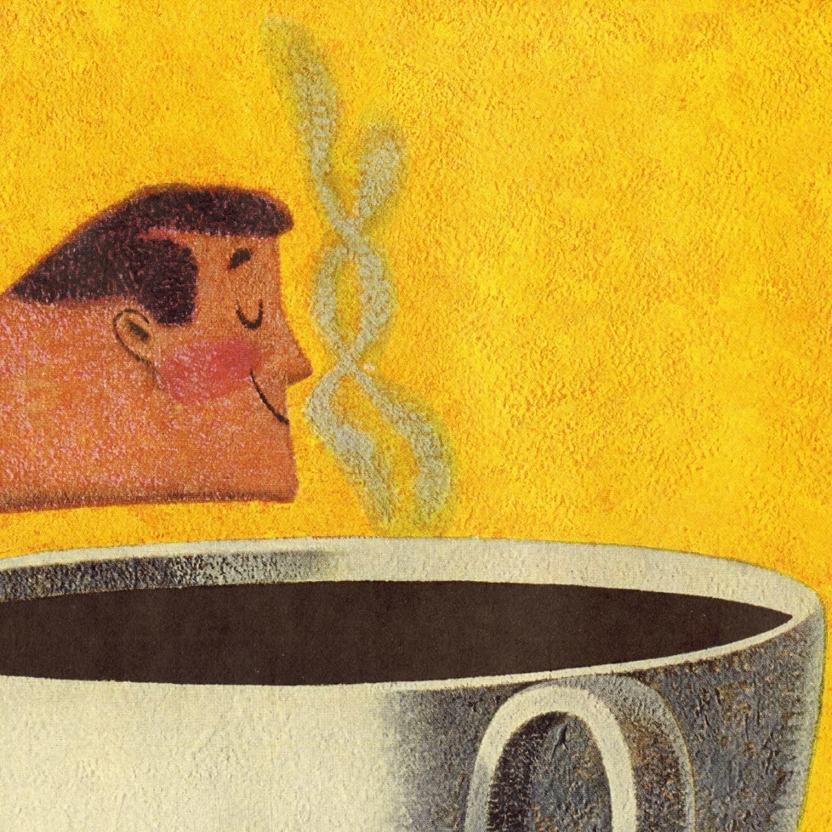 businessman smelling giant cup of coffee 18470915Large